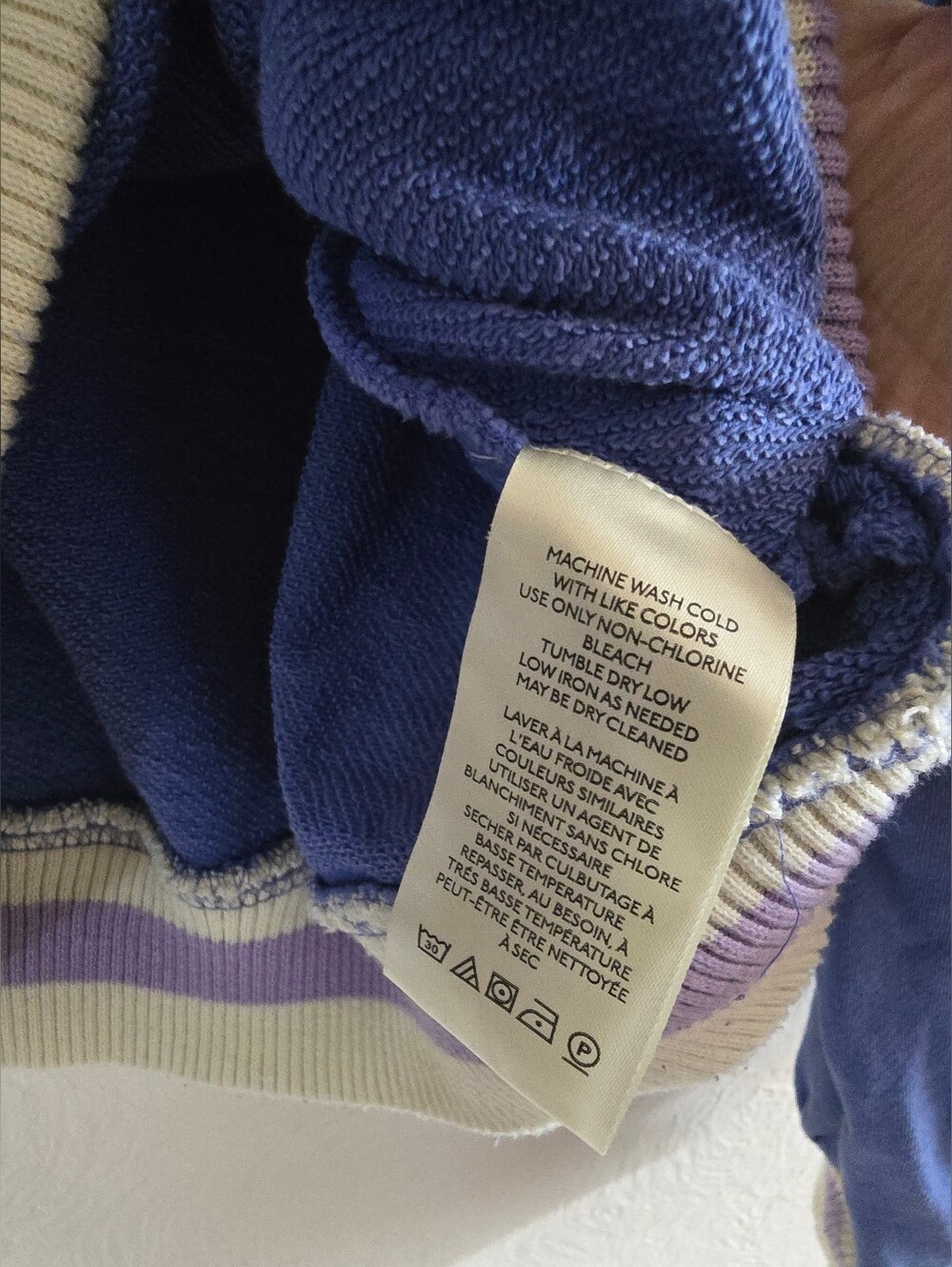FREE PEOPLE, Rio Striped Hem Sweatshirt, Blue, Size XS - Picture 7 of 7